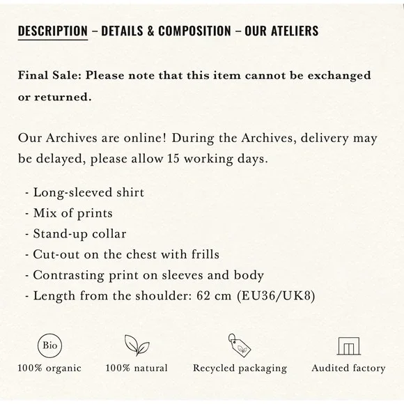 Sezane Women Size 42/US 10 Milou Shirt Maxi Floral Patchwork Black Blouse - Picture 2 of 12